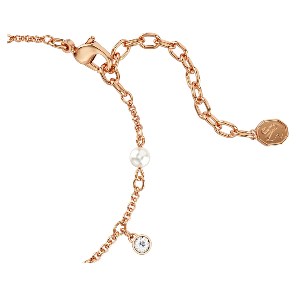 Swarovski Imber bracelet Crystal pearl, Round cut, White, 18K rose gold finish