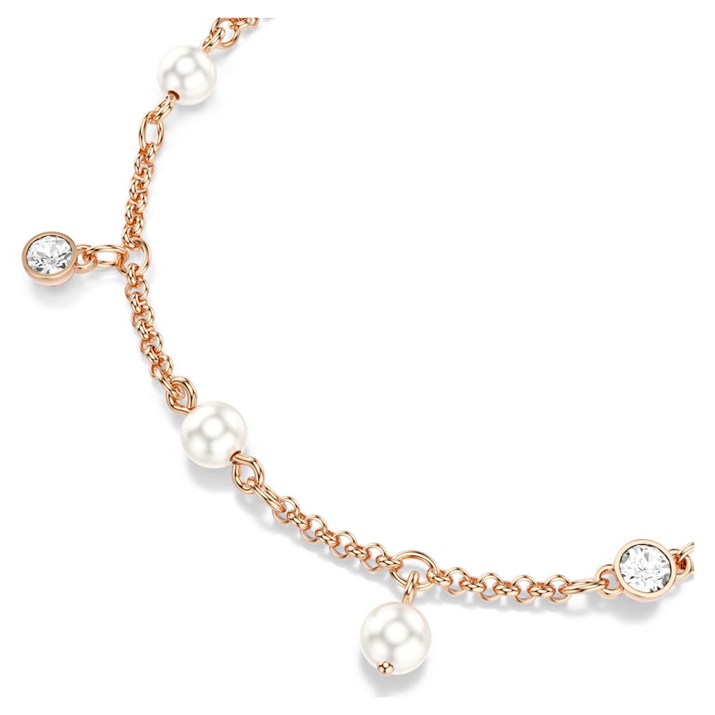 Swarovski Imber bracelet Crystal pearl, Round cut, White, 18K rose gold finish