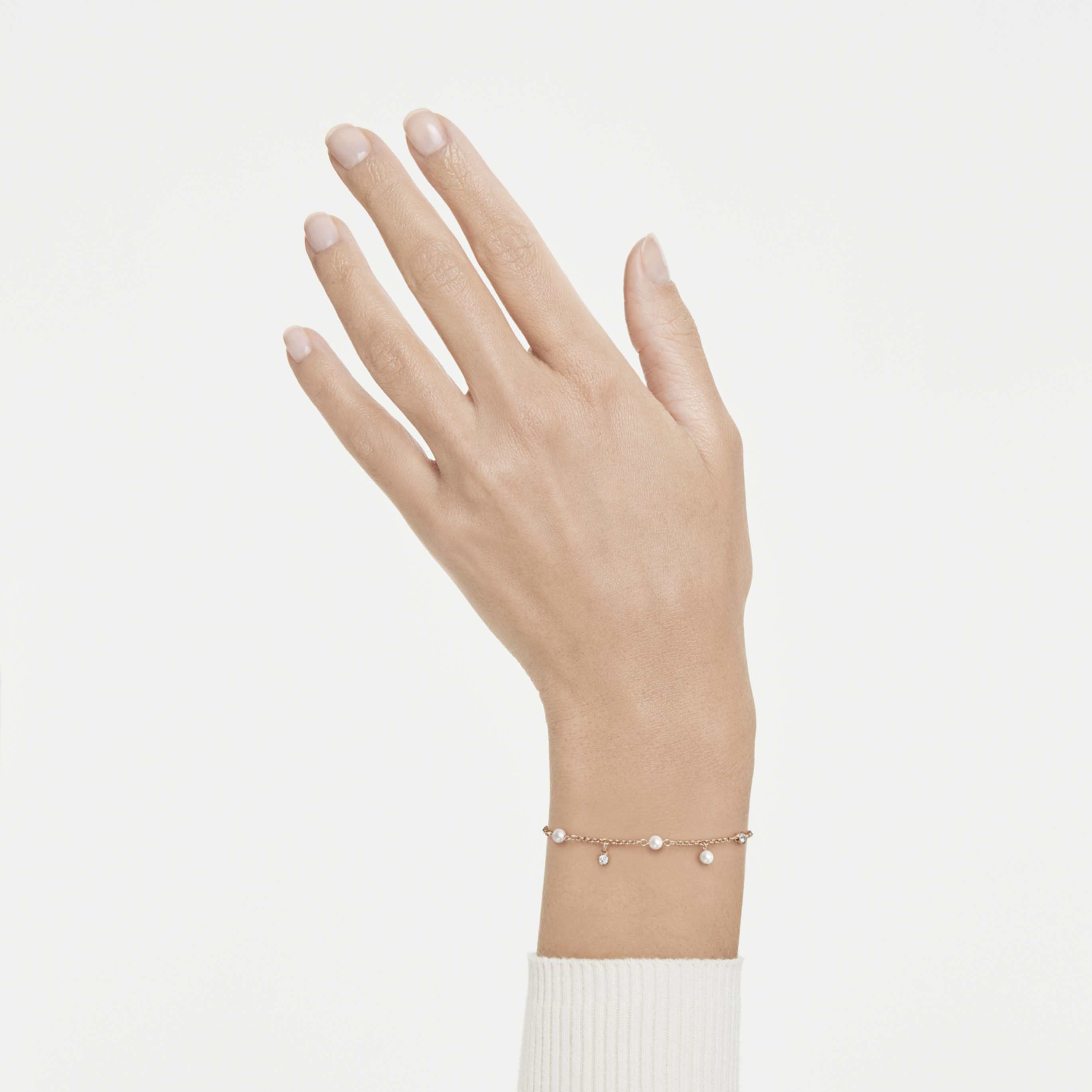 Swarovski Imber bracelet Crystal pearl, Round cut, White, 18K rose gold finish