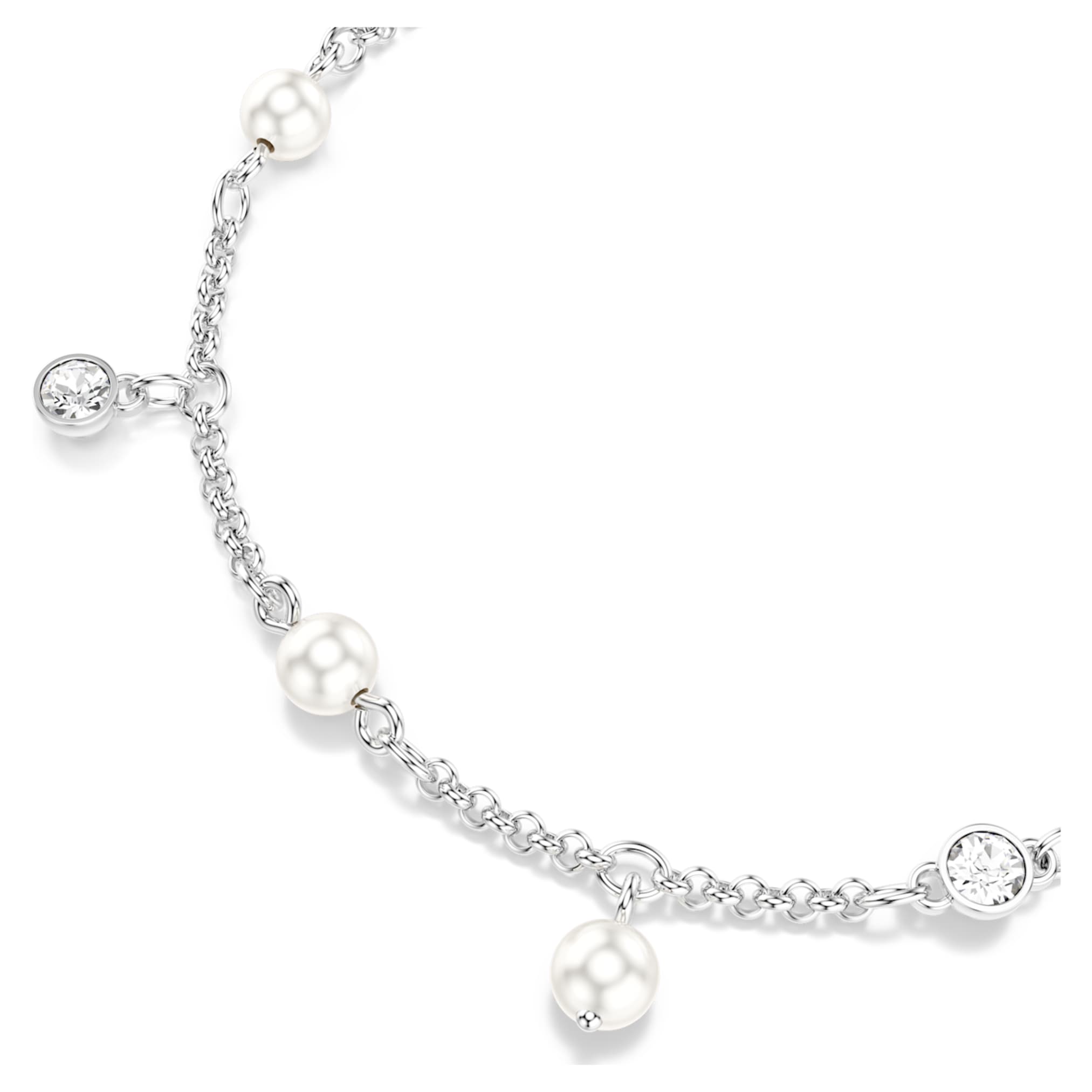 Swarovski Imber bracelet Crystal pearl, Round cut, White, Rhodium plated