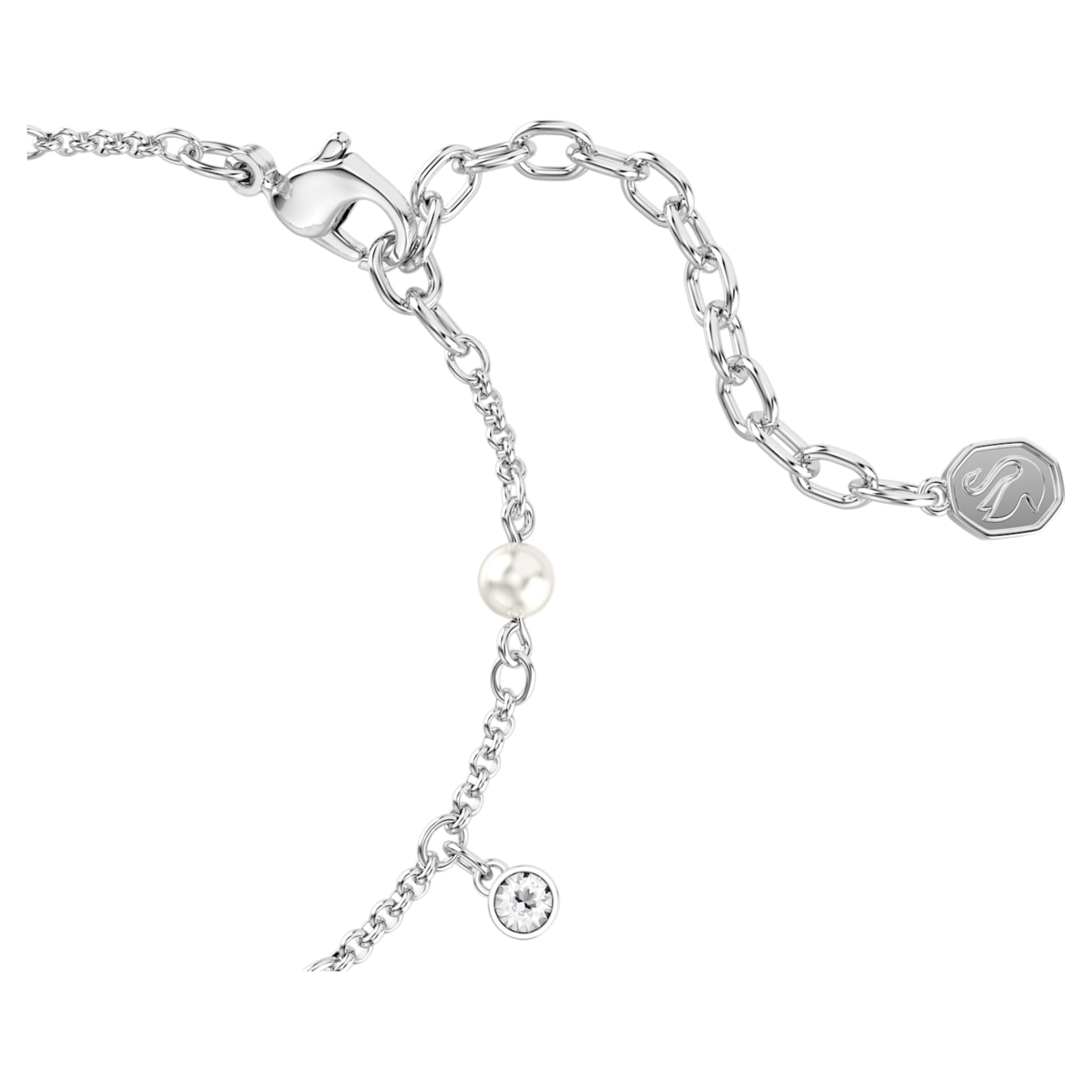 Swarovski Imber bracelet Crystal pearl, Round cut, White, Rhodium plated