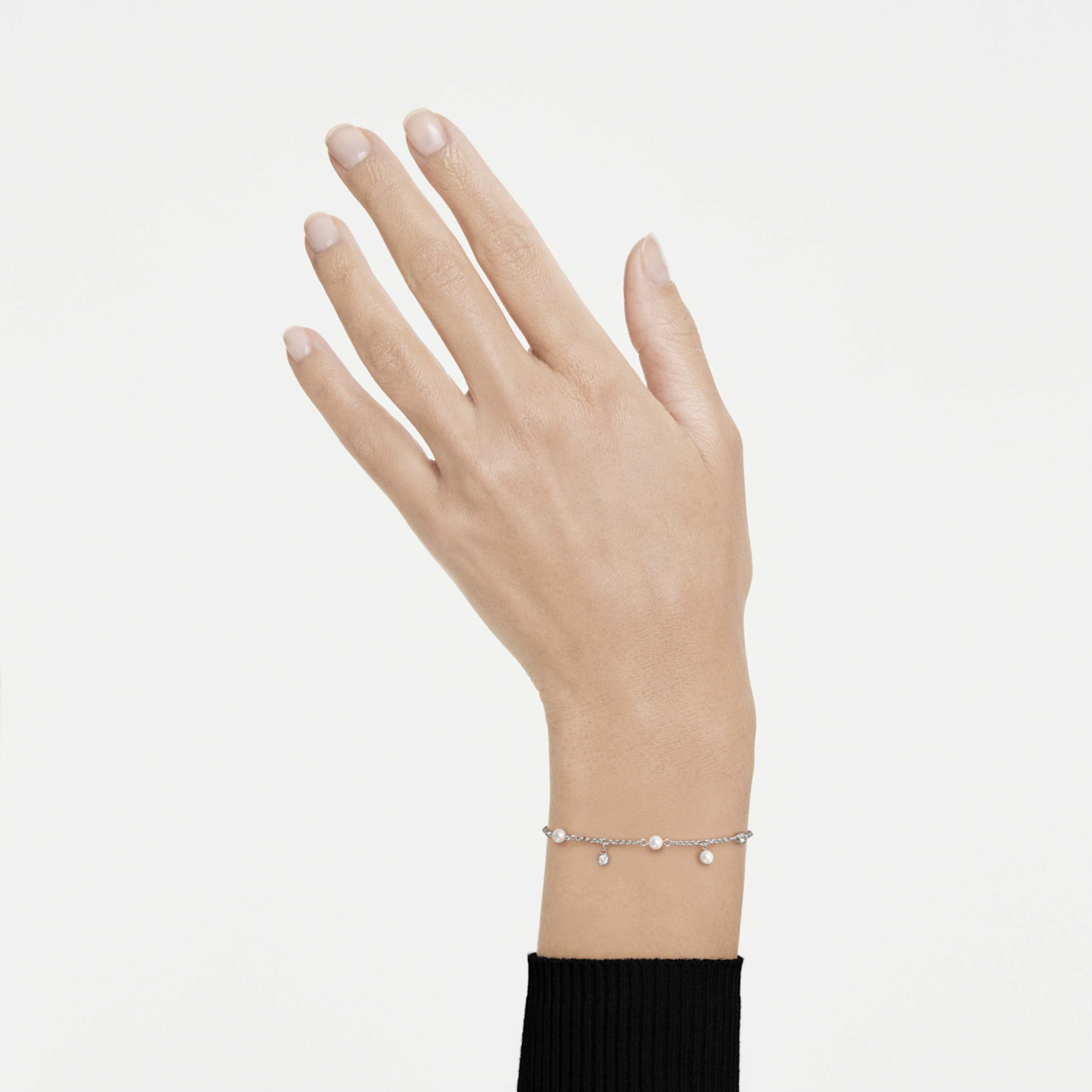 Swarovski Imber bracelet Crystal pearl, Round cut, White, Rhodium plated