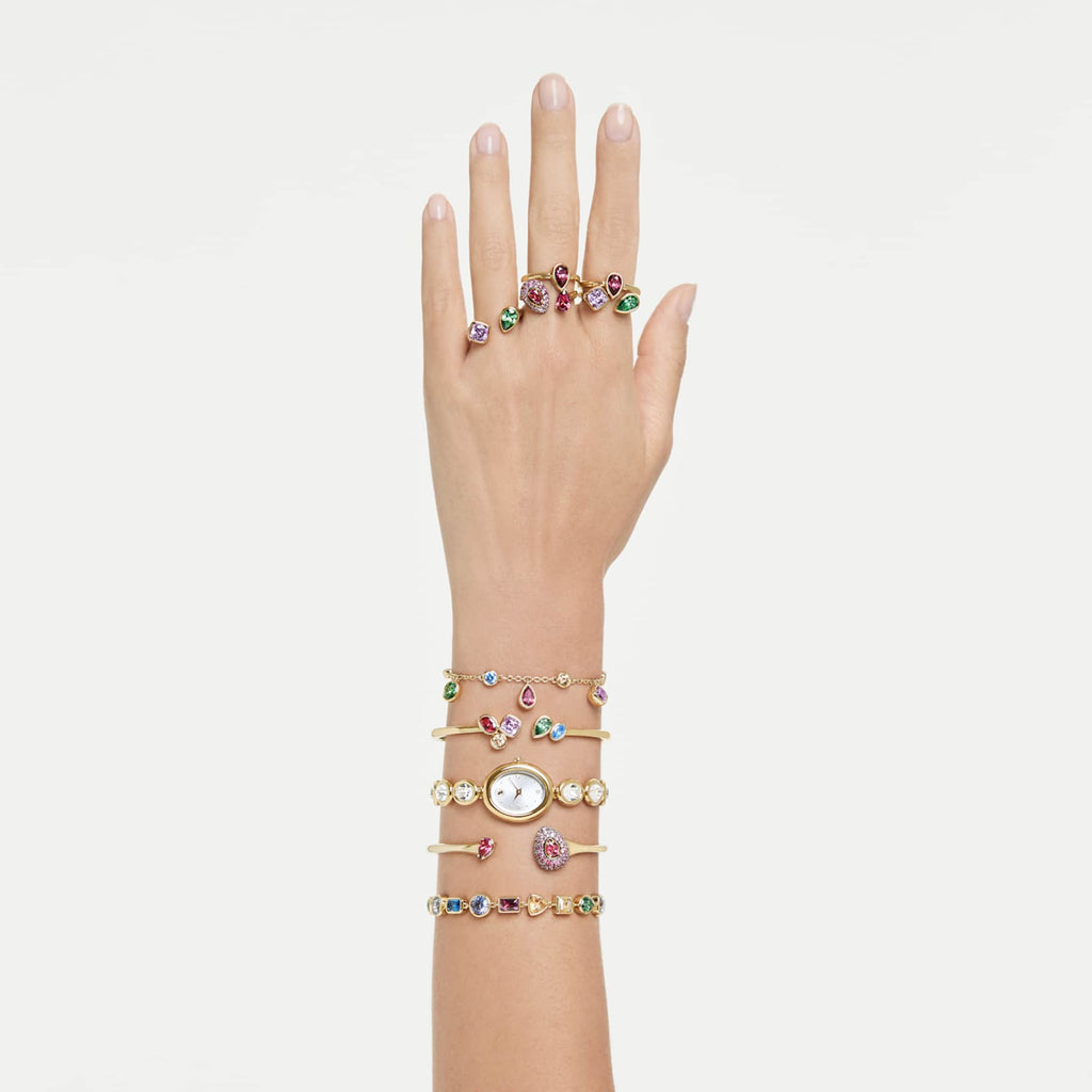 Swarovski Imber bracelet Mixed cuts, Multicolored, 18K gold finish