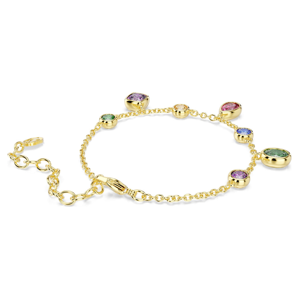 Swarovski Imber bracelet Mixed cuts, Multicolored, 18K gold finish