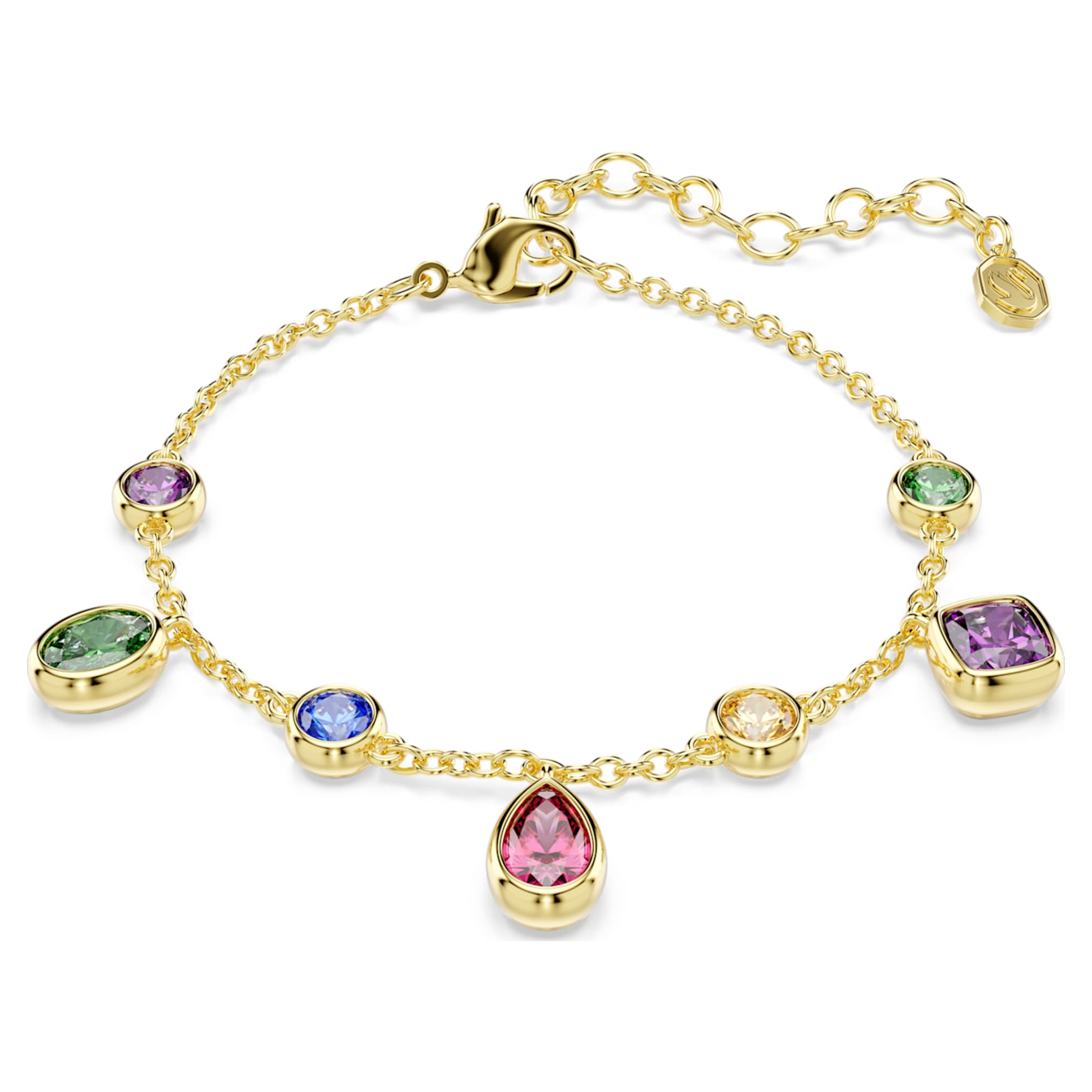 Swarovski Imber bracelet Mixed cuts, Multicolored, 18K gold finish