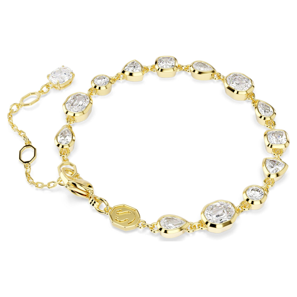 Swarovski Imber bracelet Mixed cuts, White, 18K gold finish