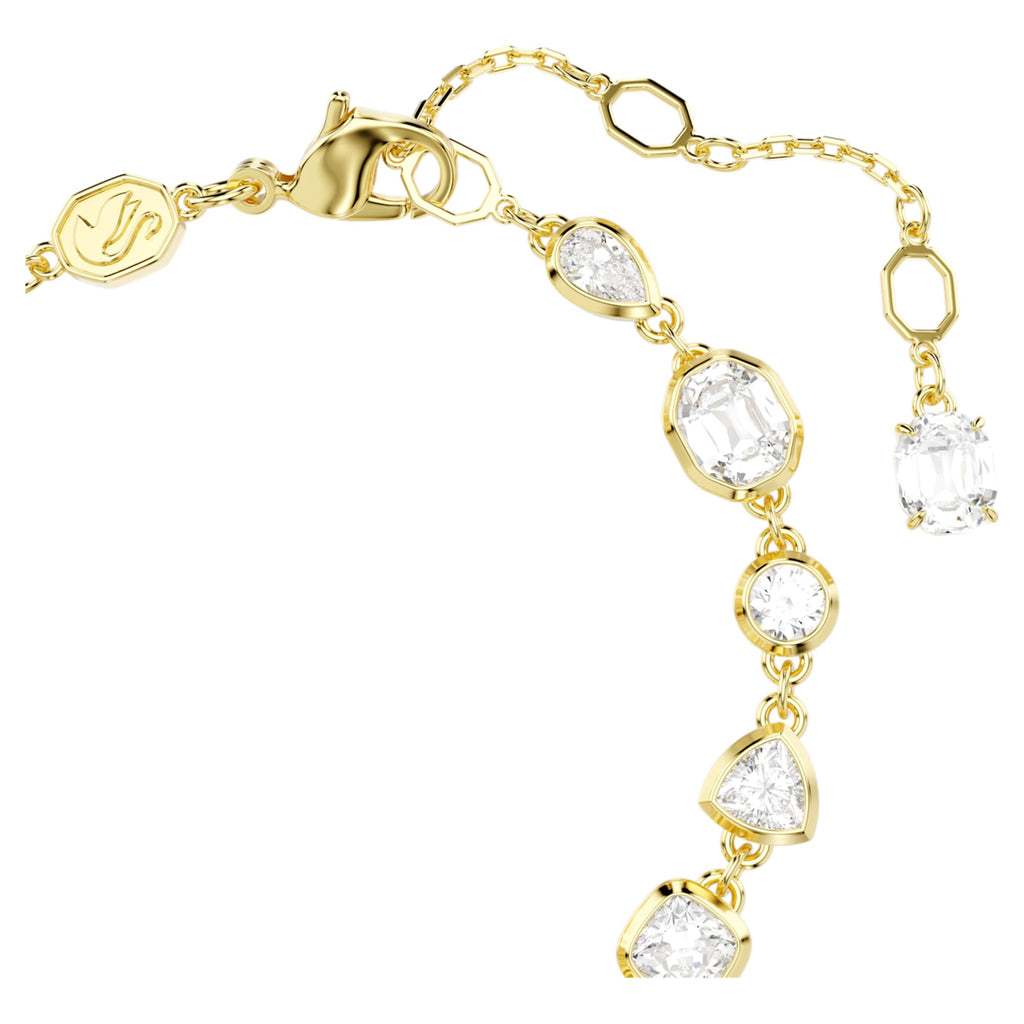 Swarovski Imber bracelet Mixed cuts, White, 18K gold finish