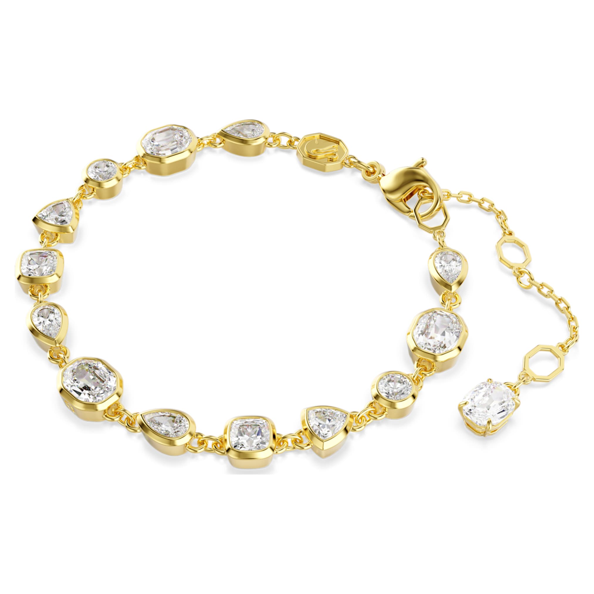 Swarovski Imber bracelet Mixed cuts, White, 18K gold finish