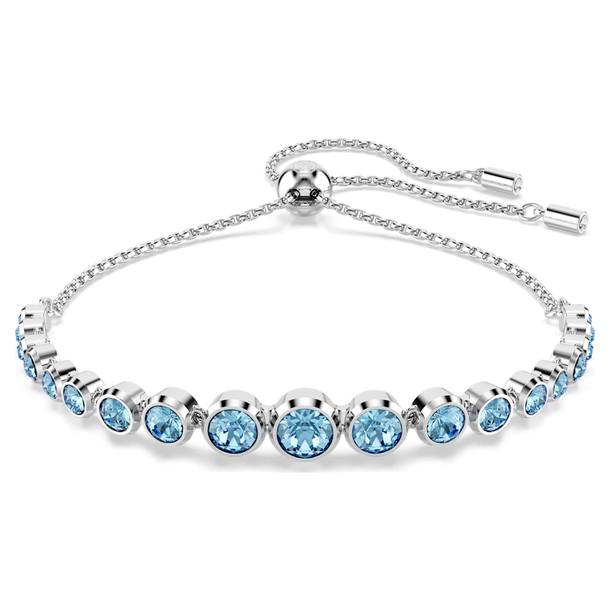 Swarovski Imber bracelet Mixed round cuts, Blue, Rhodium plated
