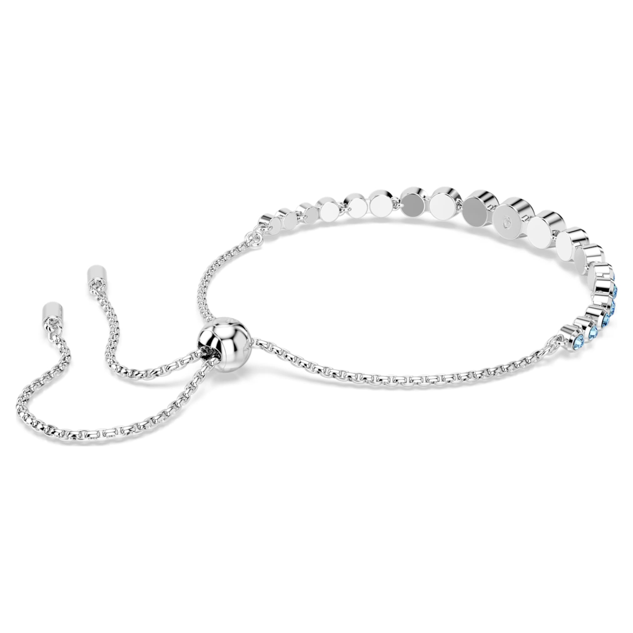 Swarovski Imber bracelet Mixed round cuts, Blue, Rhodium plated