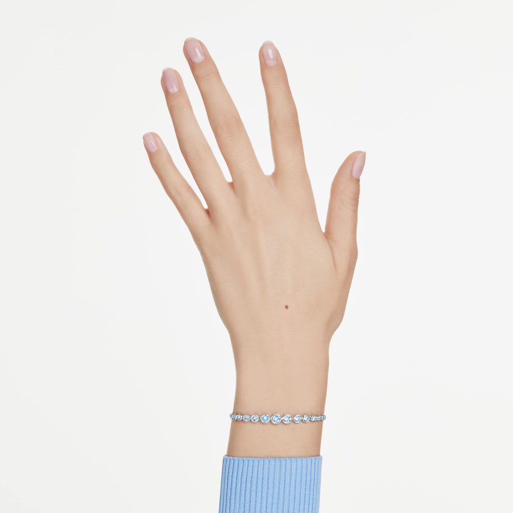 Swarovski Imber bracelet Mixed round cuts, Blue, Rhodium plated