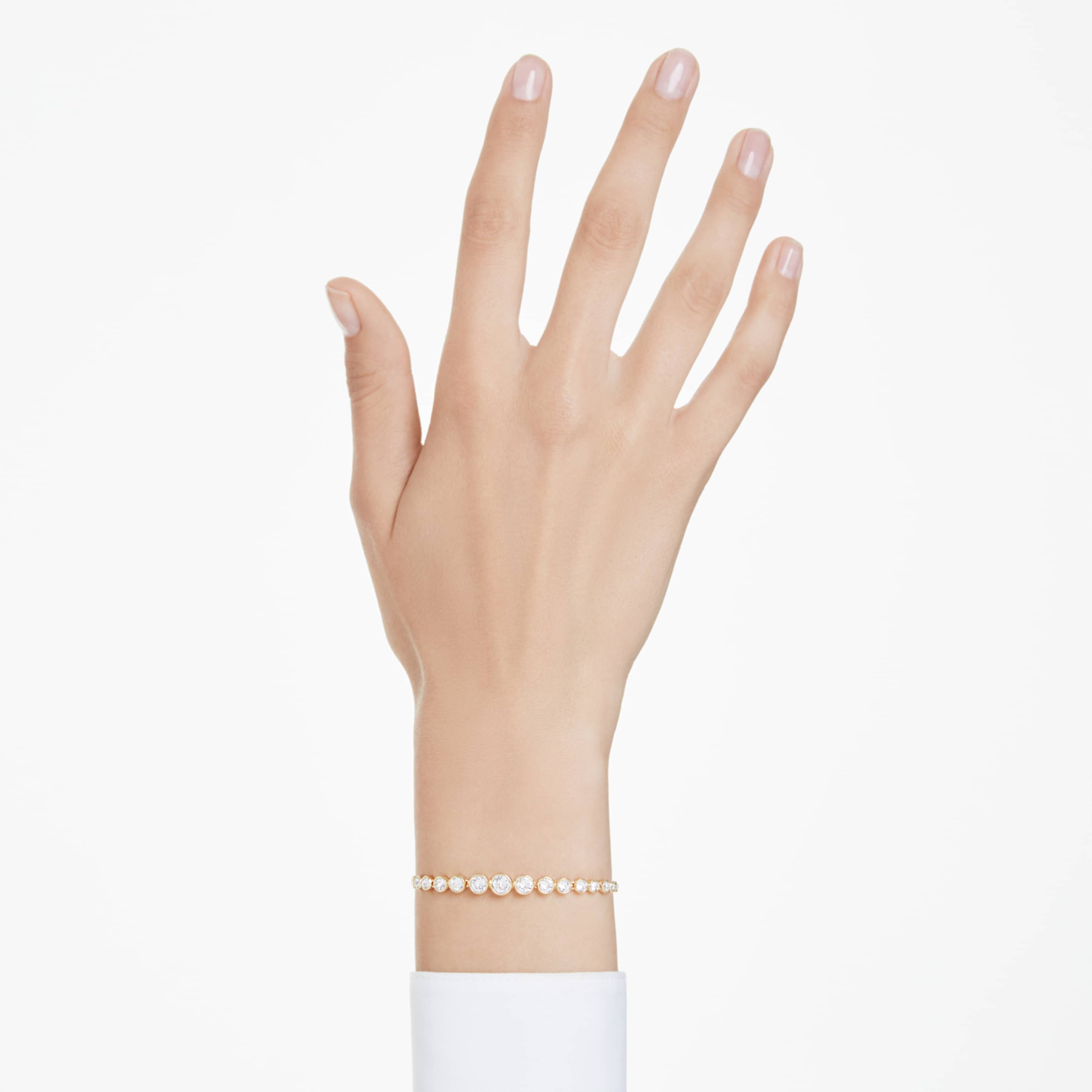 Swarovski Imber bracelet Mixed round cuts, White, Rhodium plated