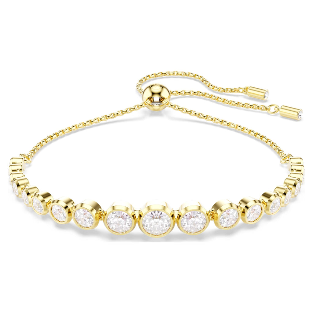 Swarovski Imber bracelet Mixed round cuts, White, 18K gold finish