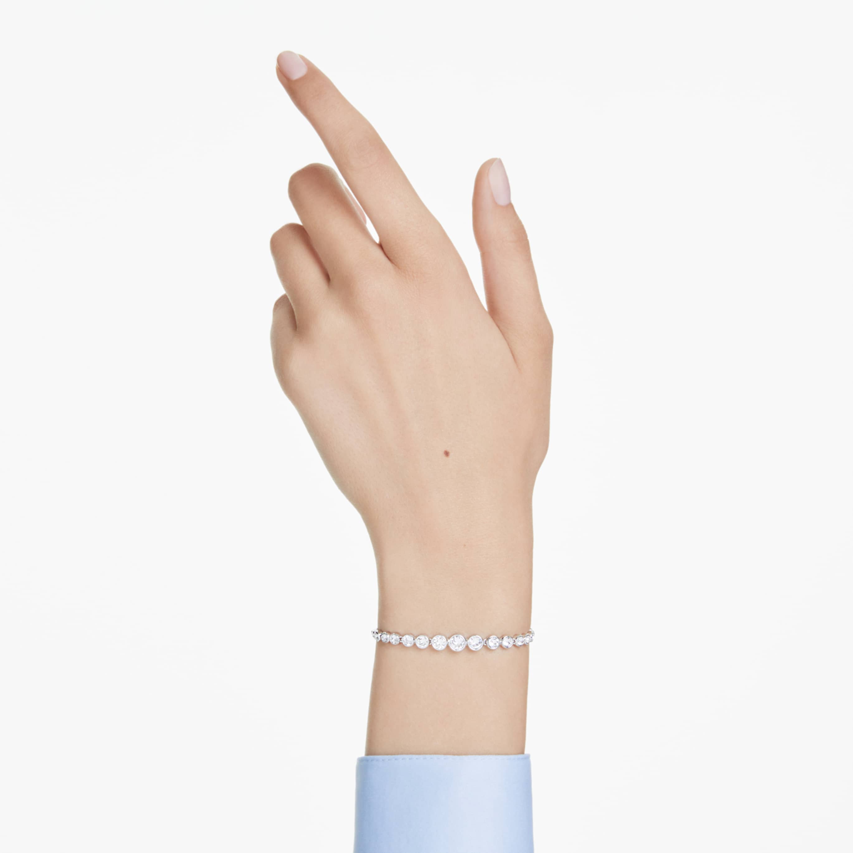 Swarovski Imber bracelet Mixed round cuts, Blue, Rhodium plated