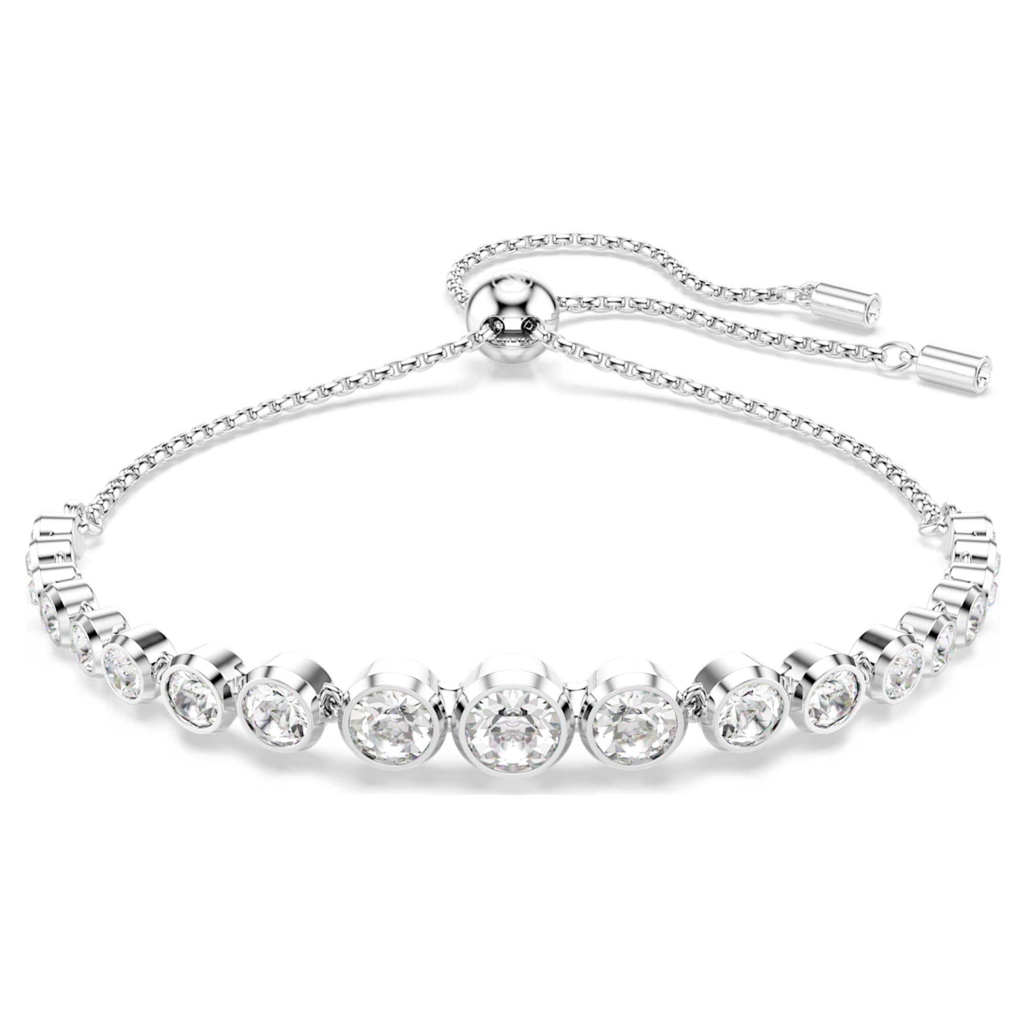 Swarovski Imber bracelet Mixed round cuts, White, Rhodium plated
