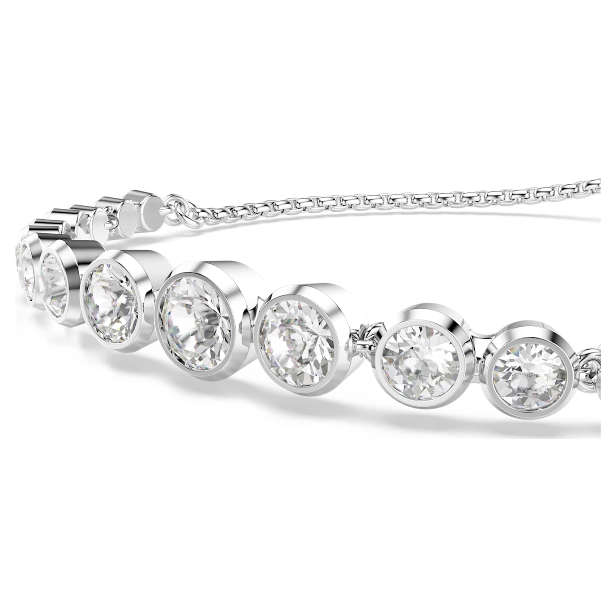 Swarovski Imber bracelet Mixed round cuts, White, Rhodium plated
