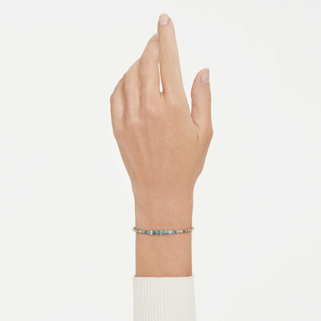 Swarovski Imber bracelet Round cut, Blue, 18K gold finish