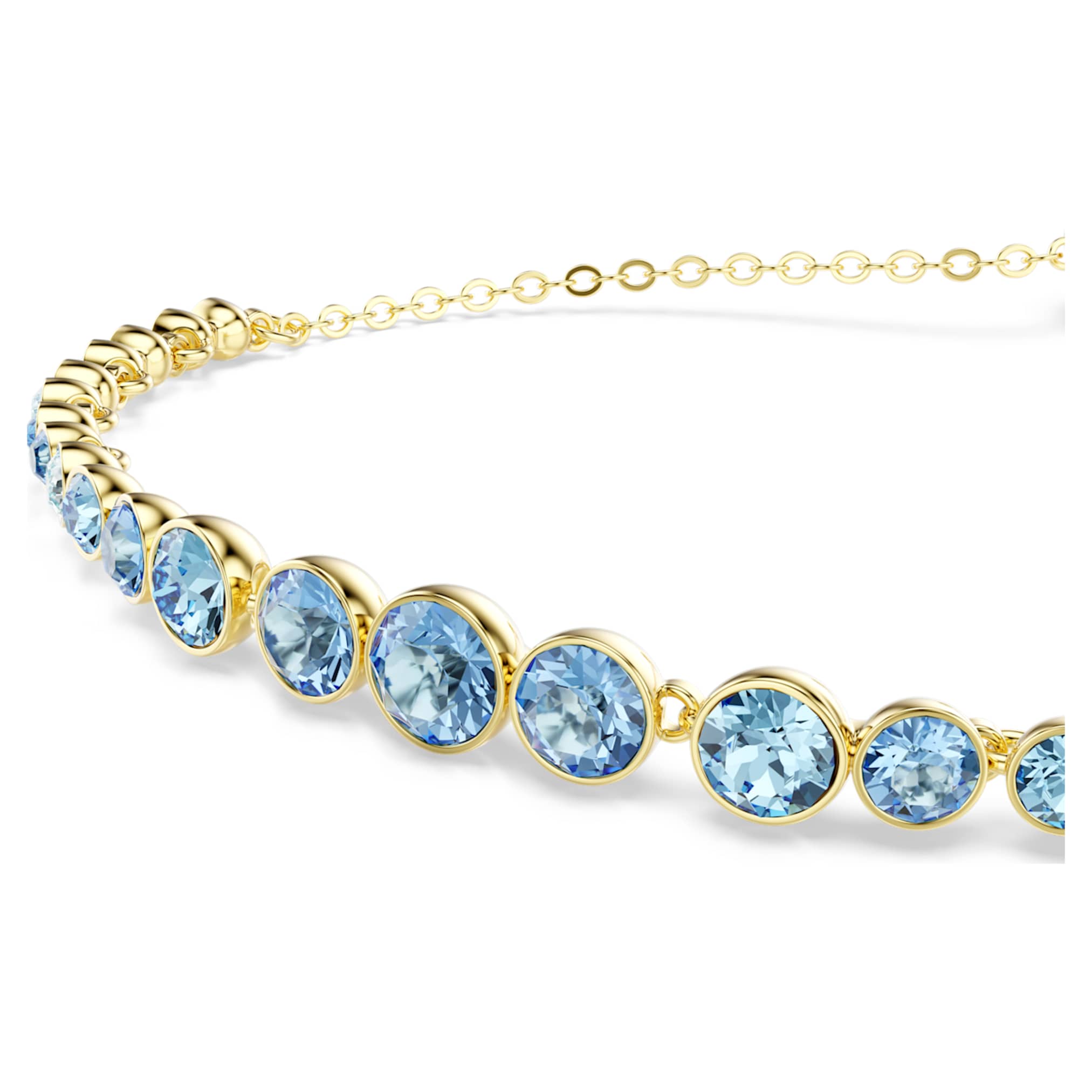 Swarovski Imber bracelet Round cut, Blue, 18K gold finish
