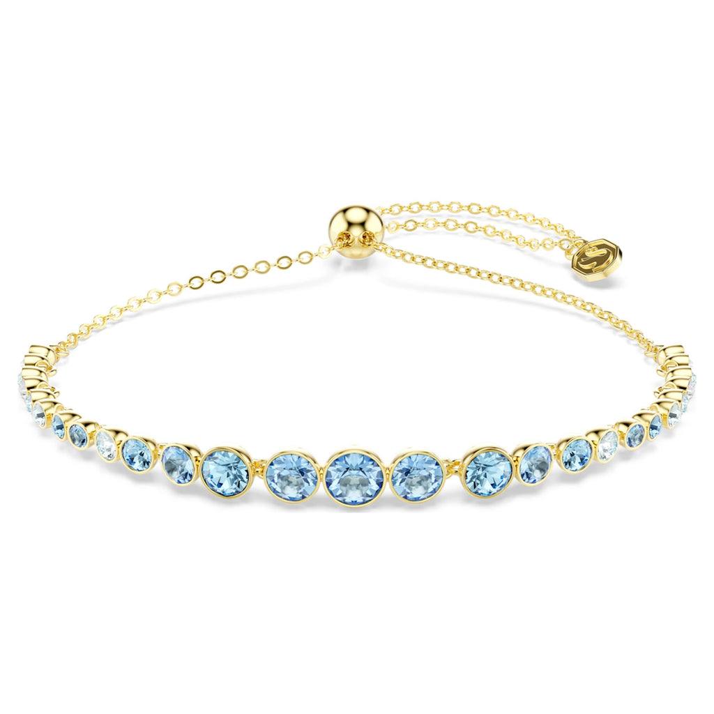Swarovski Imber bracelet Round cut, Blue, 18K gold finish
