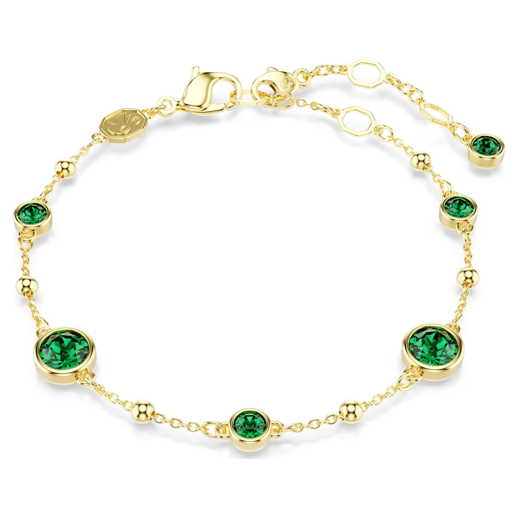 Swarovski Imber bracelet Round cut, Green, 18K gold finish