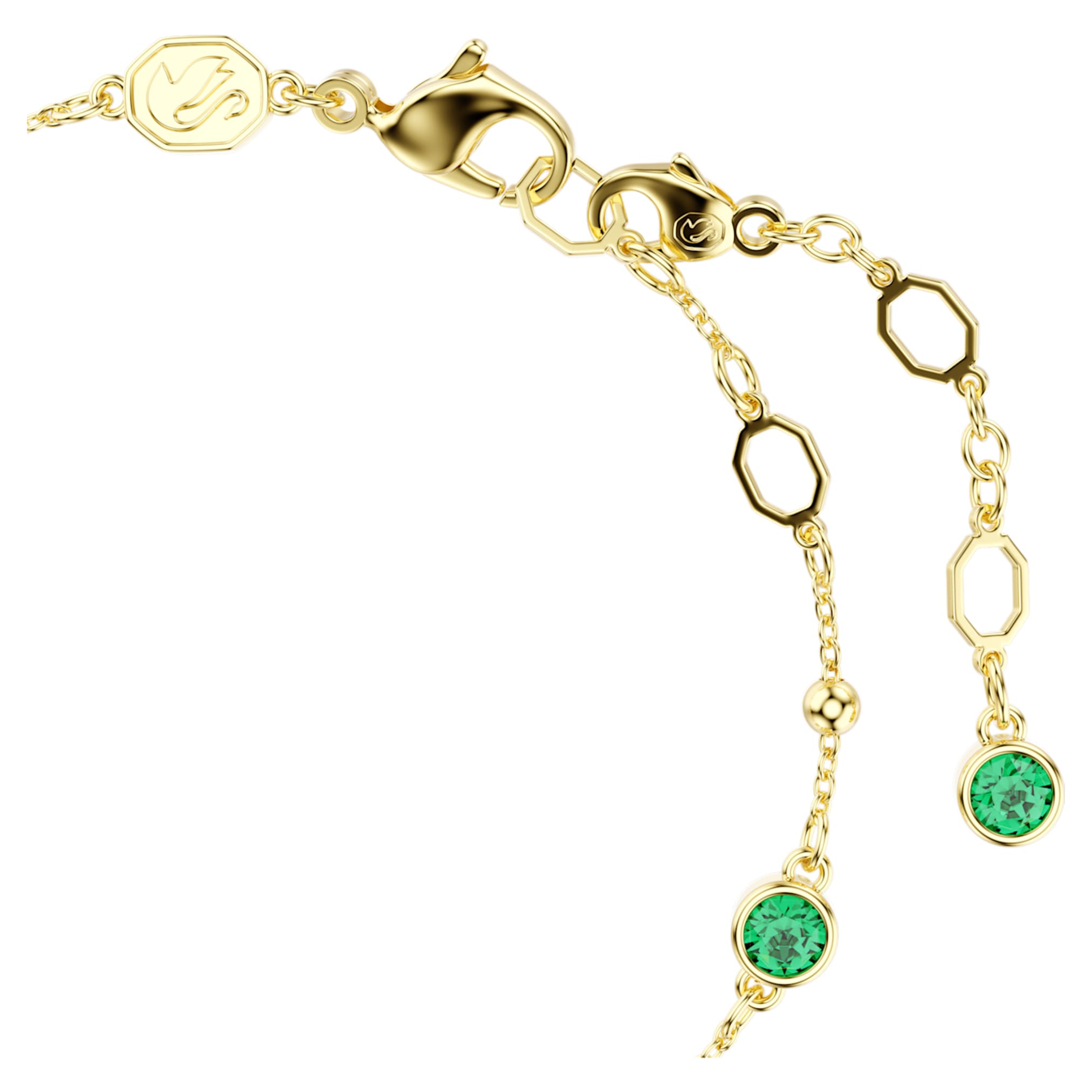 Swarovski Imber bracelet Round cut, Green, 18K gold finish