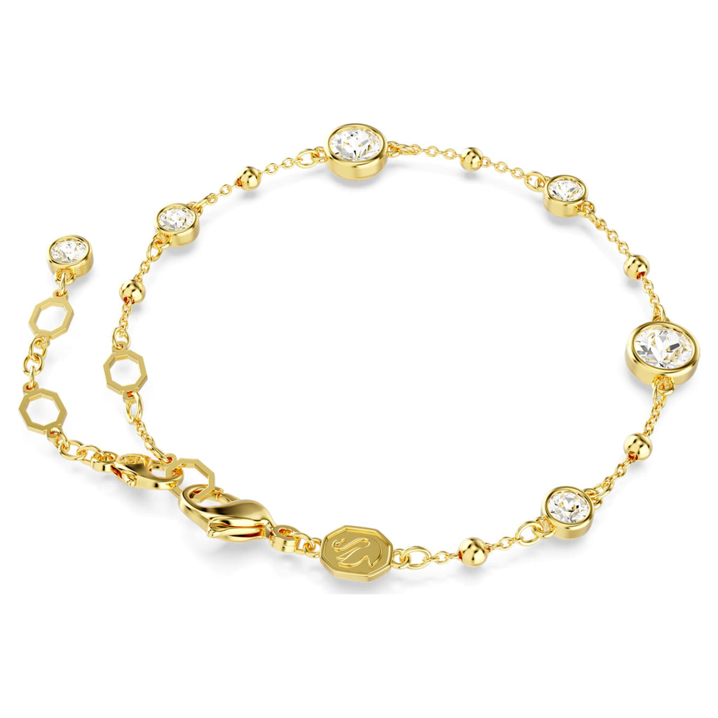 Swarovski Imber bracelet Round cut, Scattered design, White, 18K gold finish
