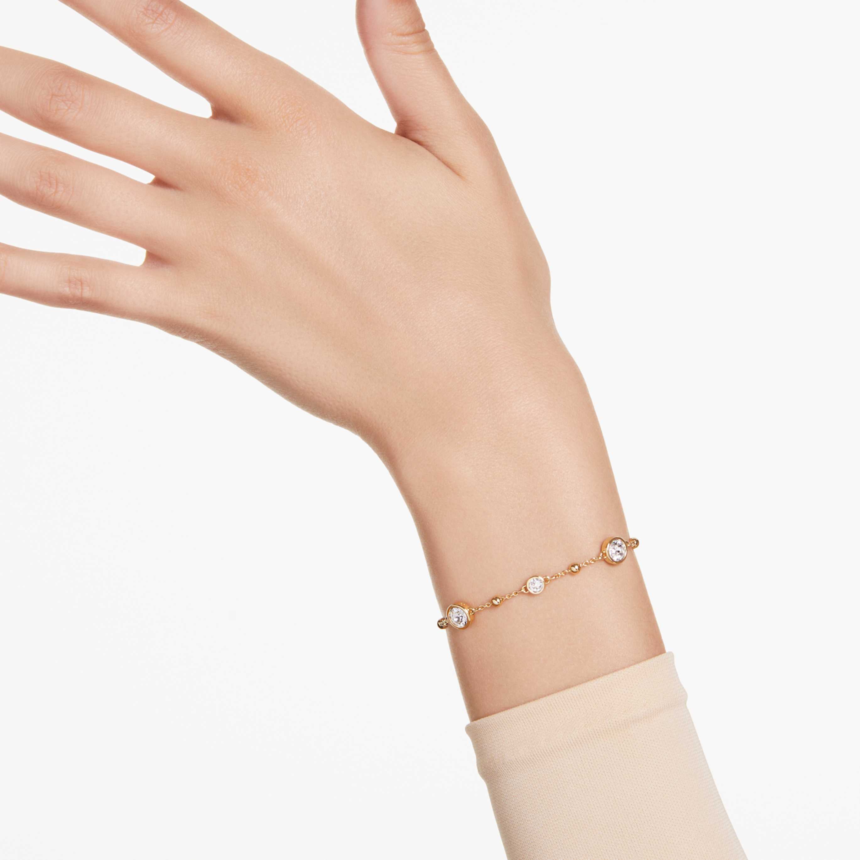Swarovski Imber bracelet Round cut, White, Rhodium plated