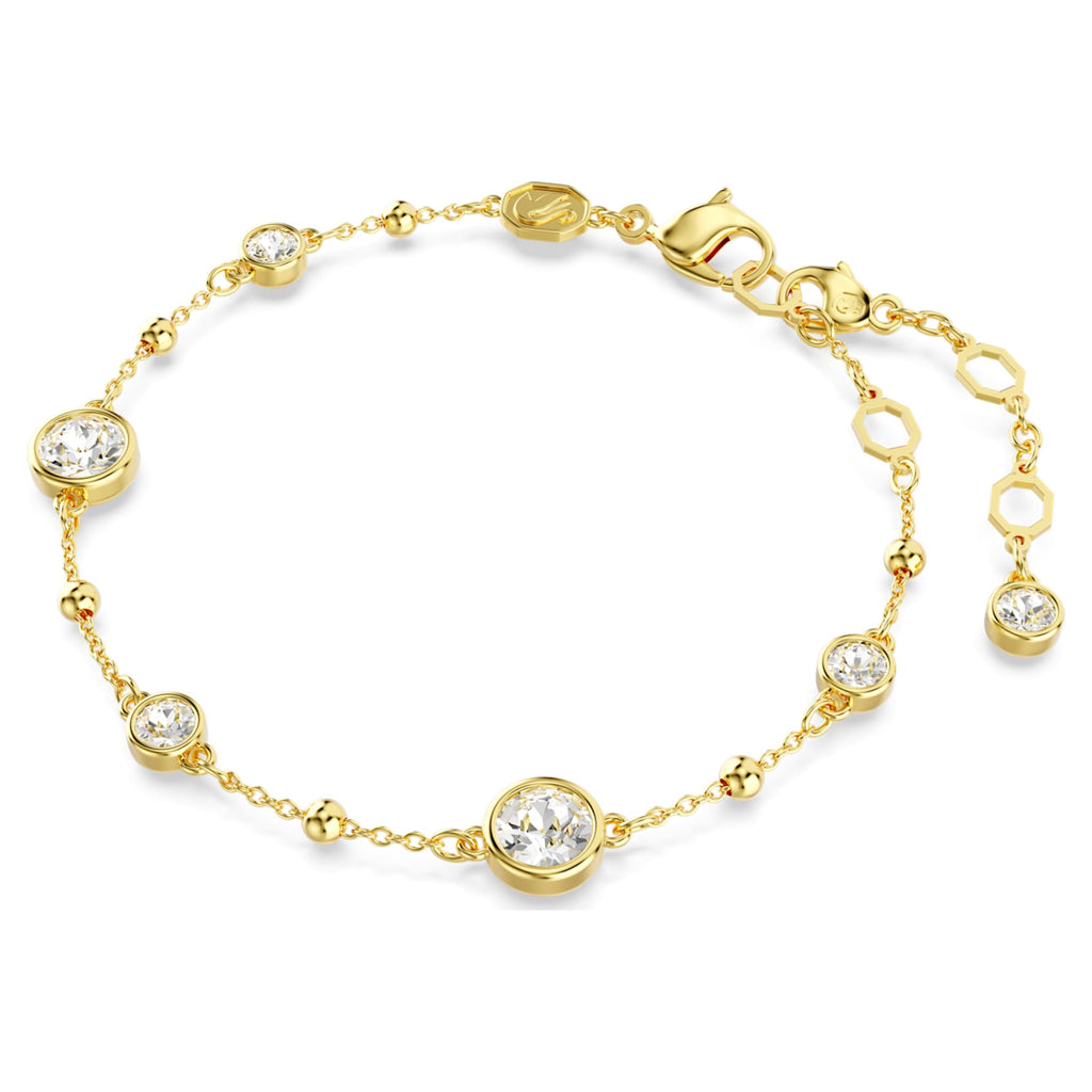 Swarovski Imber bracelet Round cut, Scattered design, White, 18K gold finish