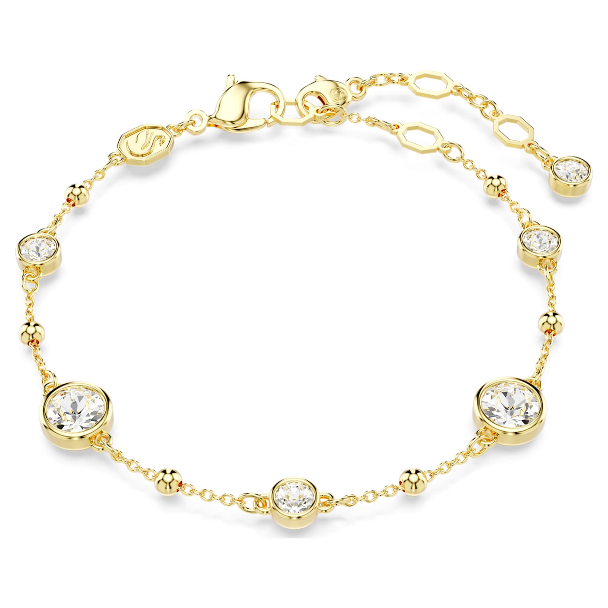 Swarovski Imber bracelet Round cut, Scattered design, White, 18K gold finish