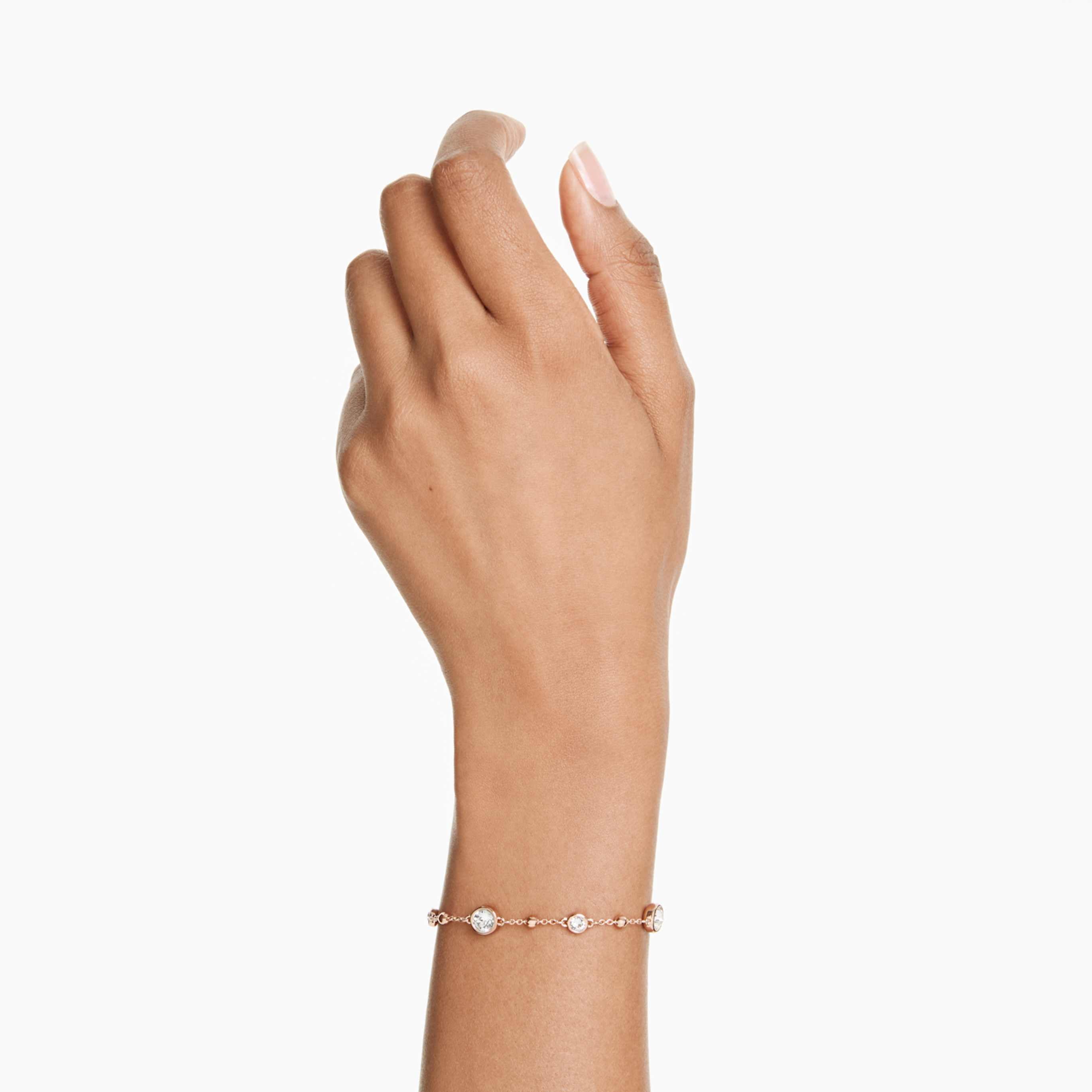 Swarovski Imber bracelet Round cut, White, 18K rose gold finish