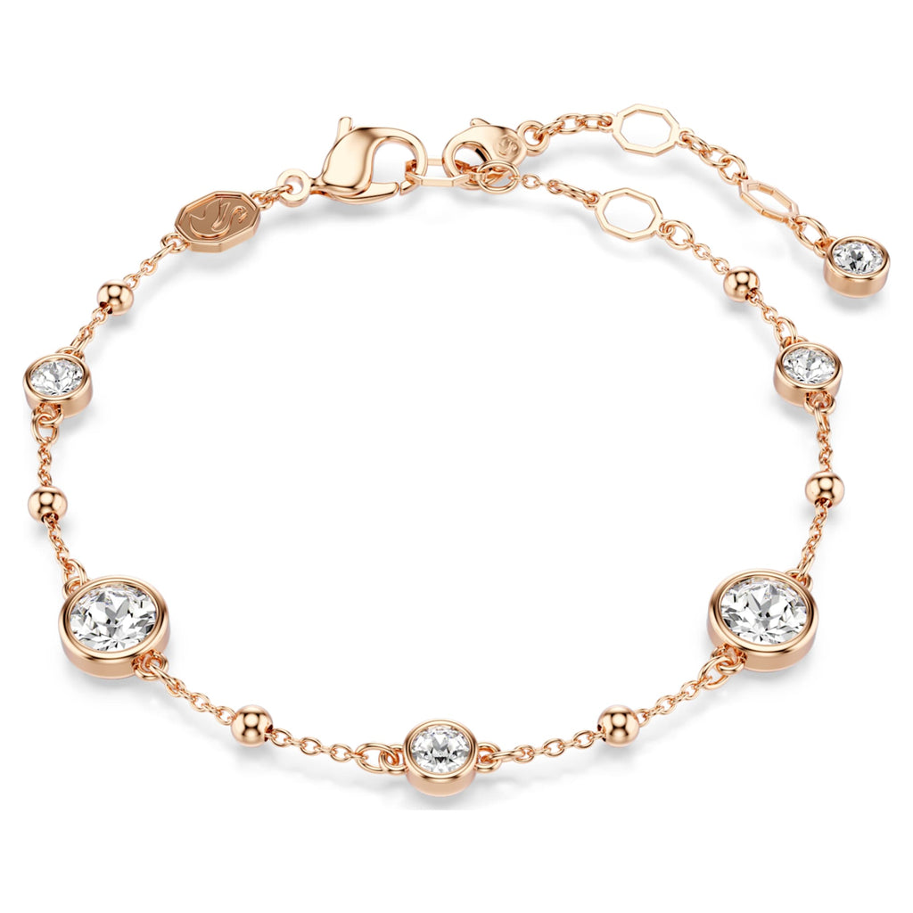Swarovski Imber bracelet Round cut, White, 18K rose gold finish