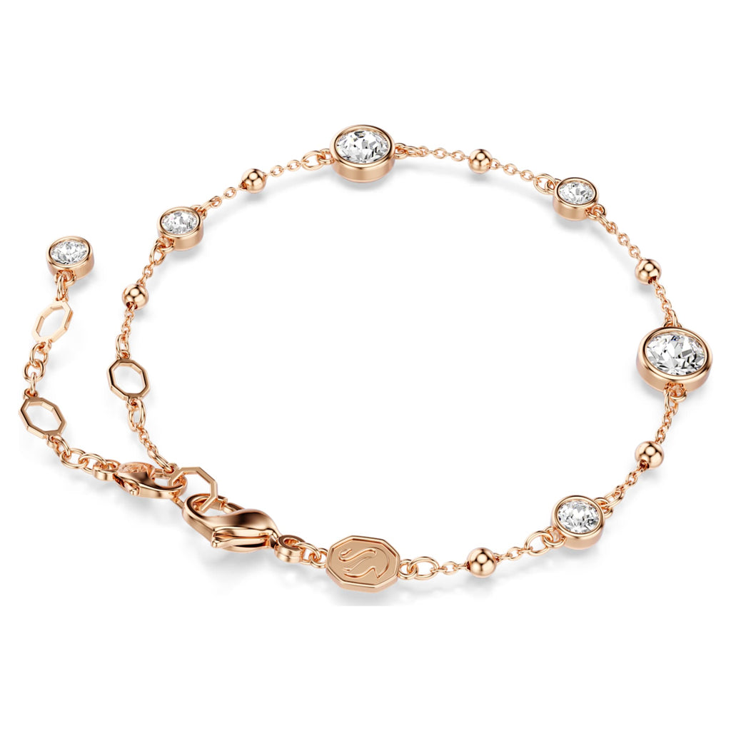 Swarovski Imber bracelet Round cut, White, 18K rose gold finish