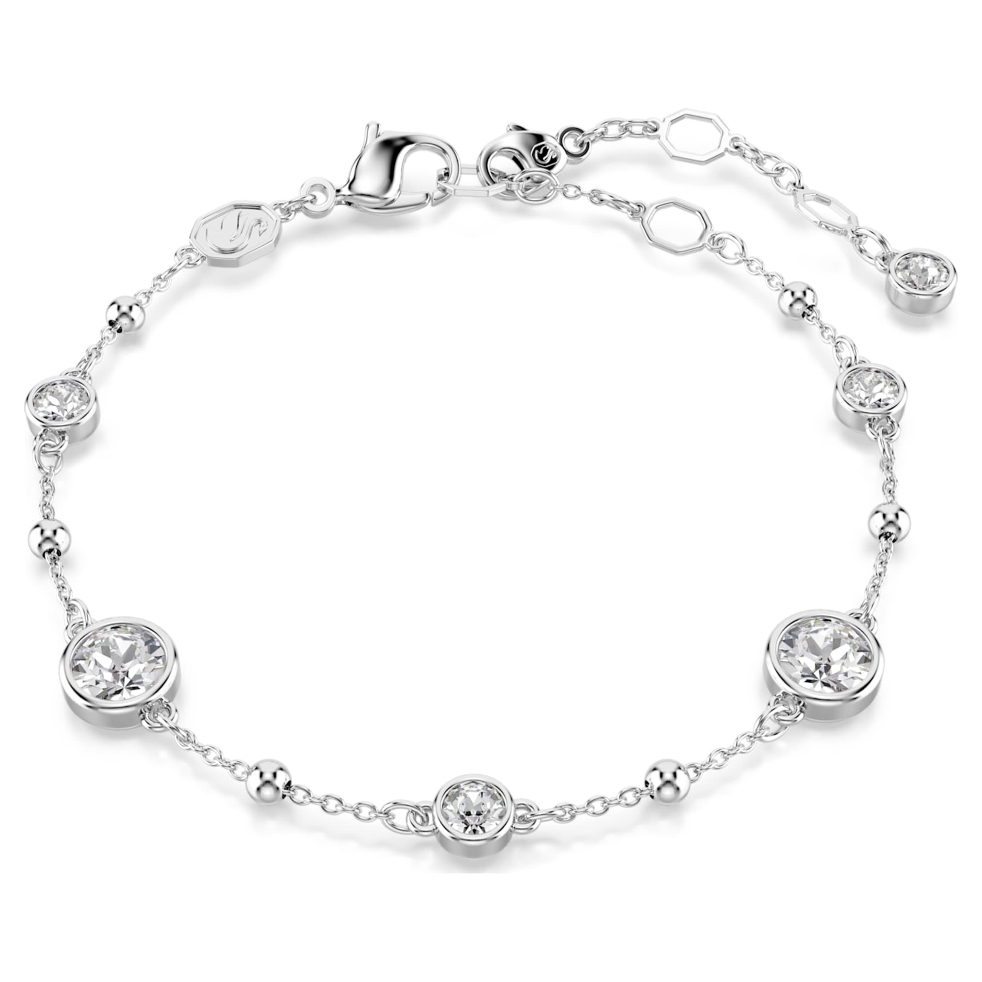 Swarovski Imber bracelet Round cut, White, Rhodium plated
