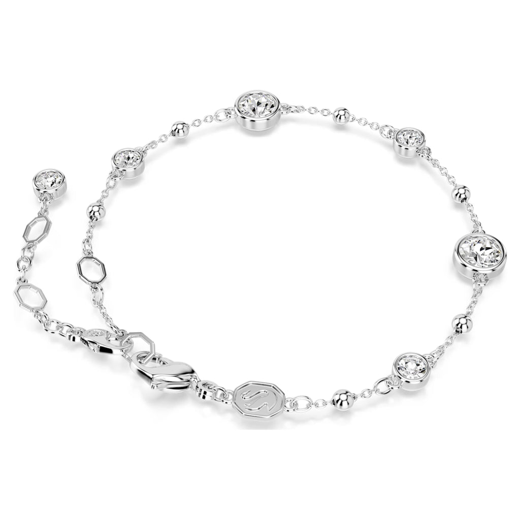 Swarovski Imber bracelet Round cut, White, Rhodium plated
