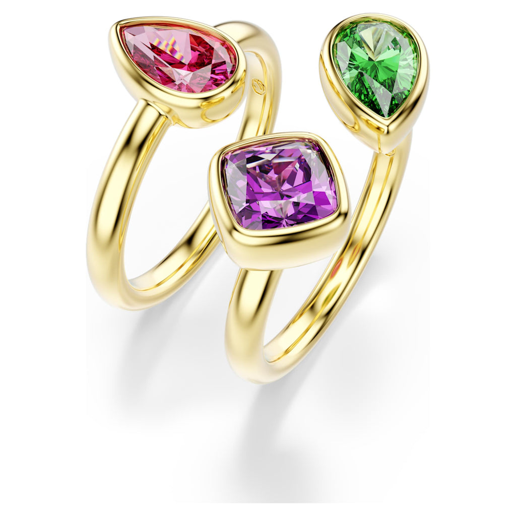 Swarovski Imber cocktail ring Set (2), Mixed cuts, Multicolored, 18K gold finish