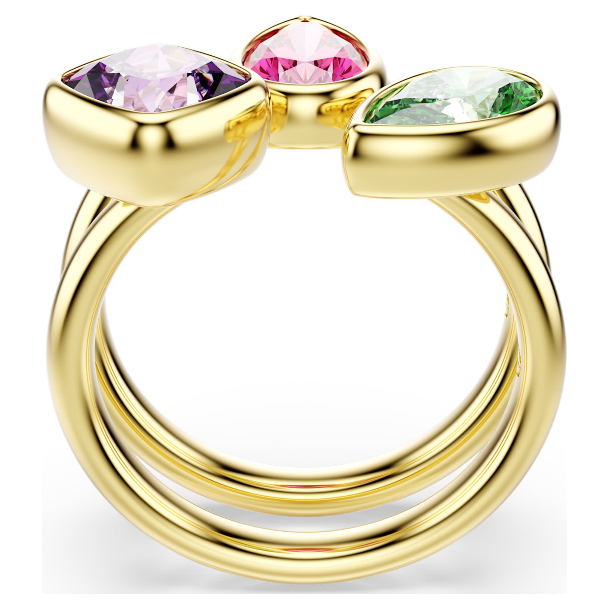 Swarovski Imber cocktail ring Set (2), Mixed cuts, Multicolored, 18K gold finish