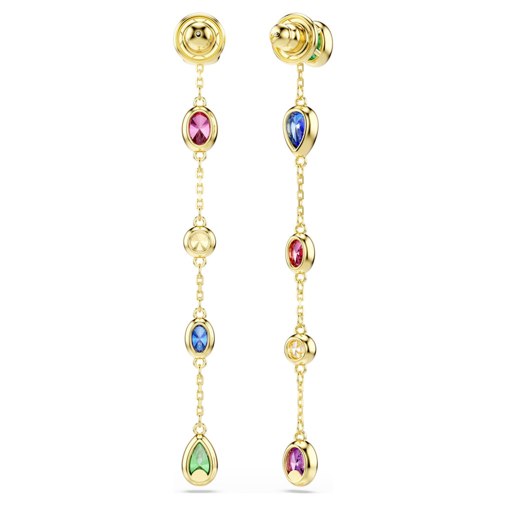 Swarovski Imber drop earrings Mixed cuts, Multicolored, 18K gold finish
