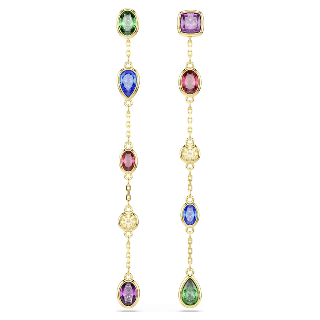 Swarovski Imber drop earrings Mixed cuts, Multicolored, 18K gold finish