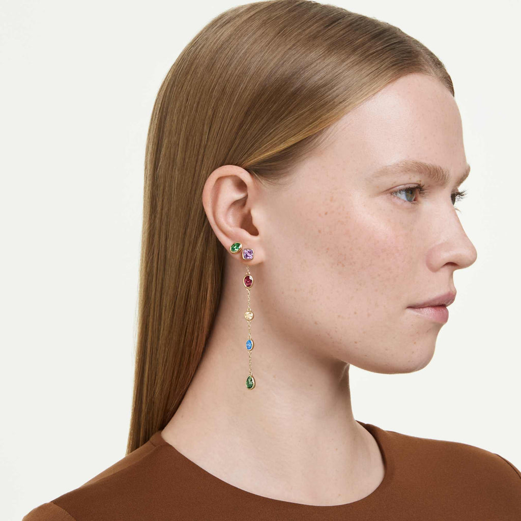 Swarovski Imber drop earrings Mixed cuts, Multicolored, 18K gold finish