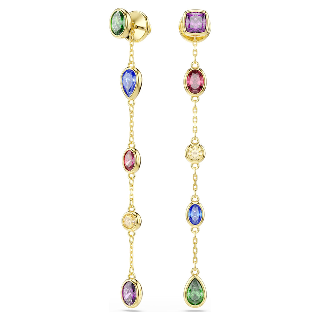 Swarovski Imber drop earrings Mixed cuts, Multicolored, 18K gold finish