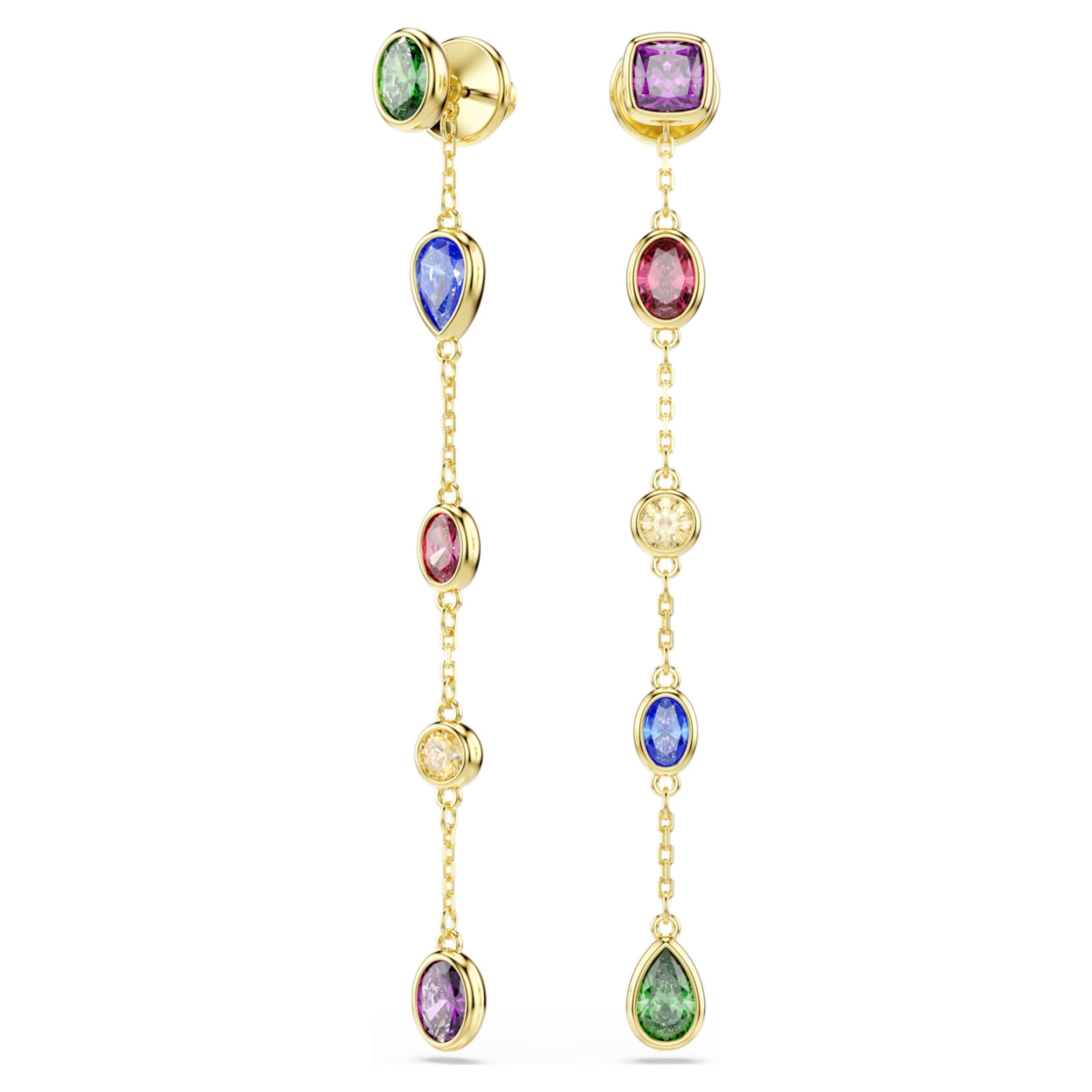 Swarovski Imber drop earrings Mixed cuts, Multicolored, 18K gold finish