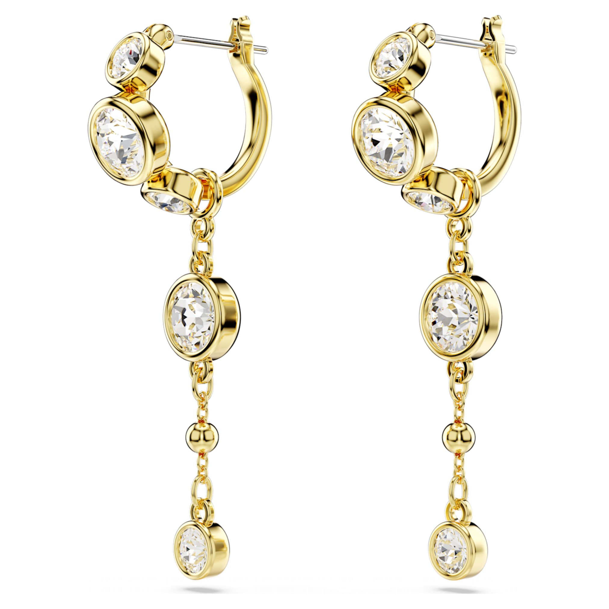 Swarovski Imber drop earrings Round cut, White, 18K gold finish