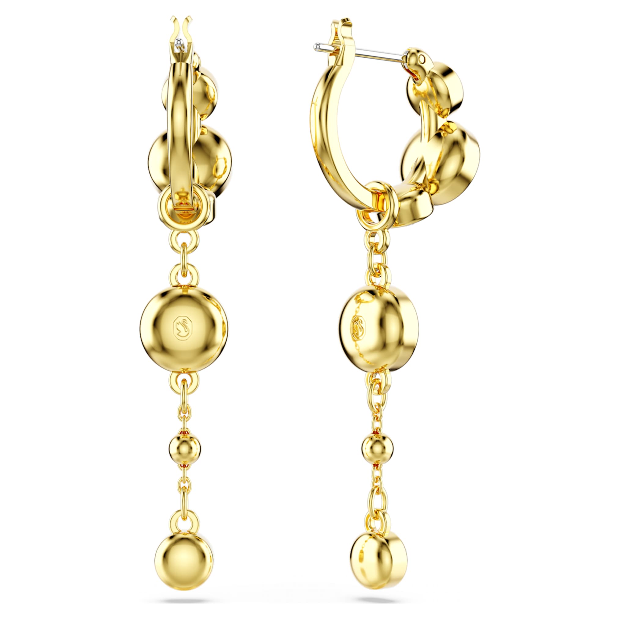 Swarovski Imber drop earrings Round cut, White, 18K gold finish