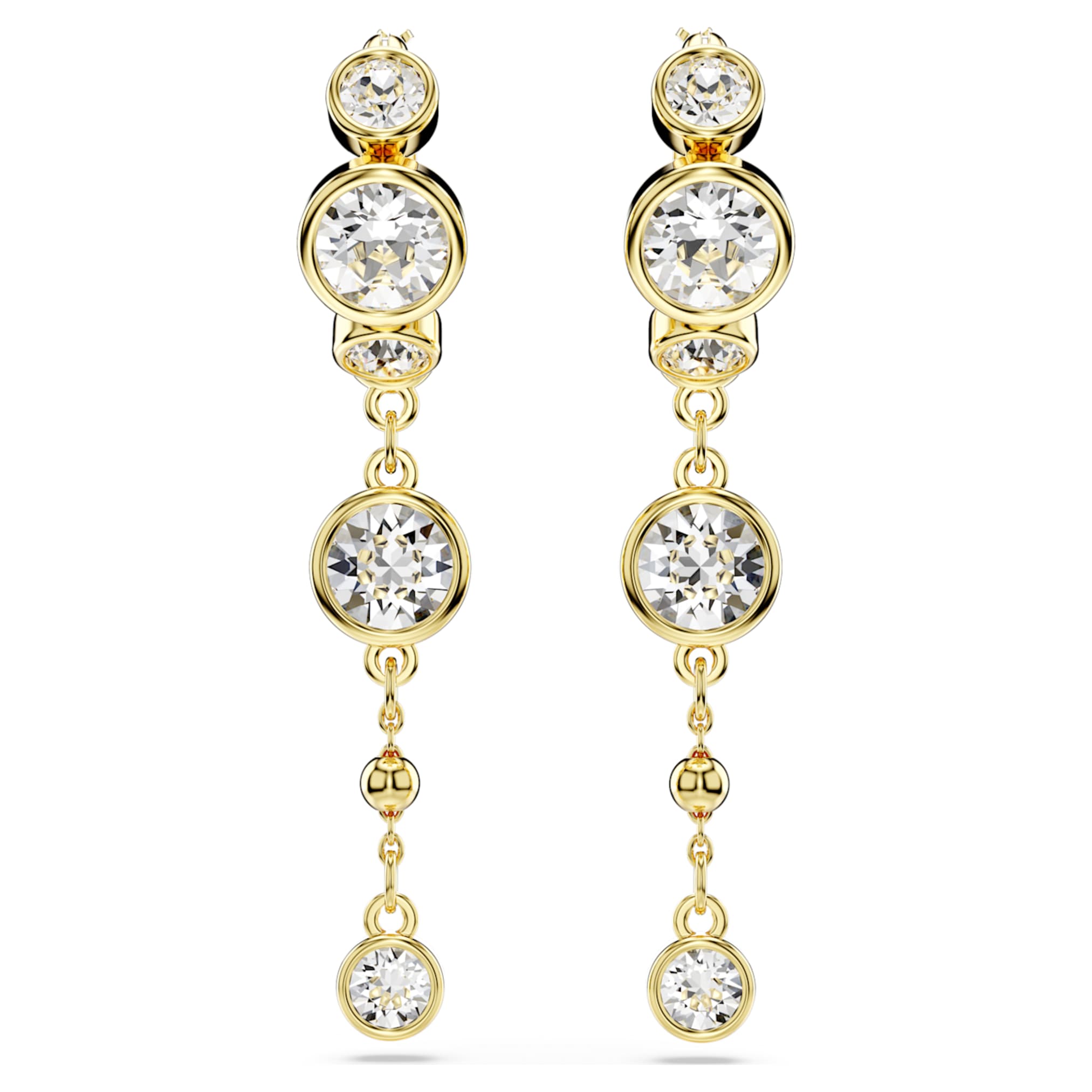 Swarovski Imber drop earrings Round cut, White, 18K gold finish