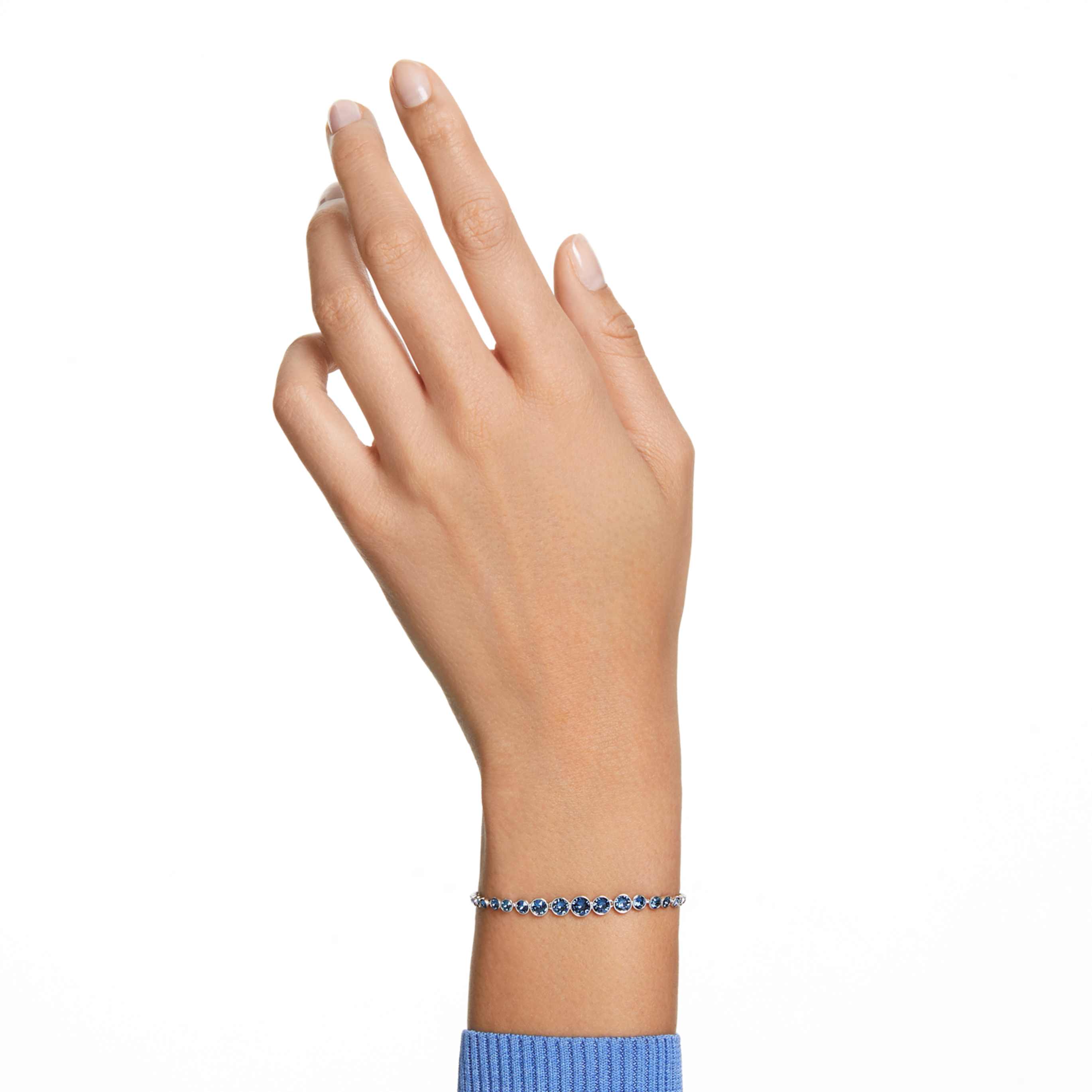 Swarovski Imber bracelet Round cut, Blue, 18K gold finish