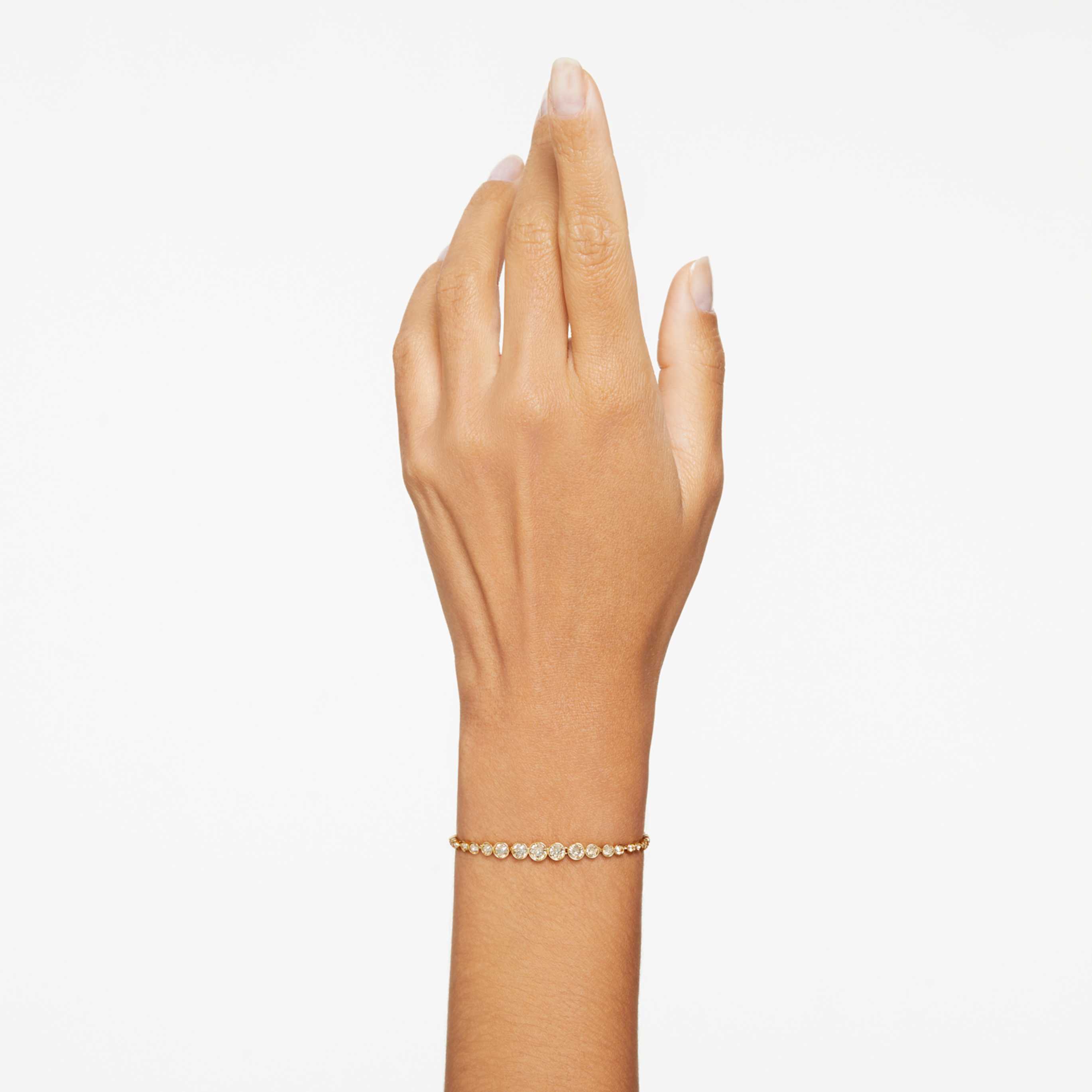 Swarovski Imber bracelet Round cut, Blue, 18K gold finish