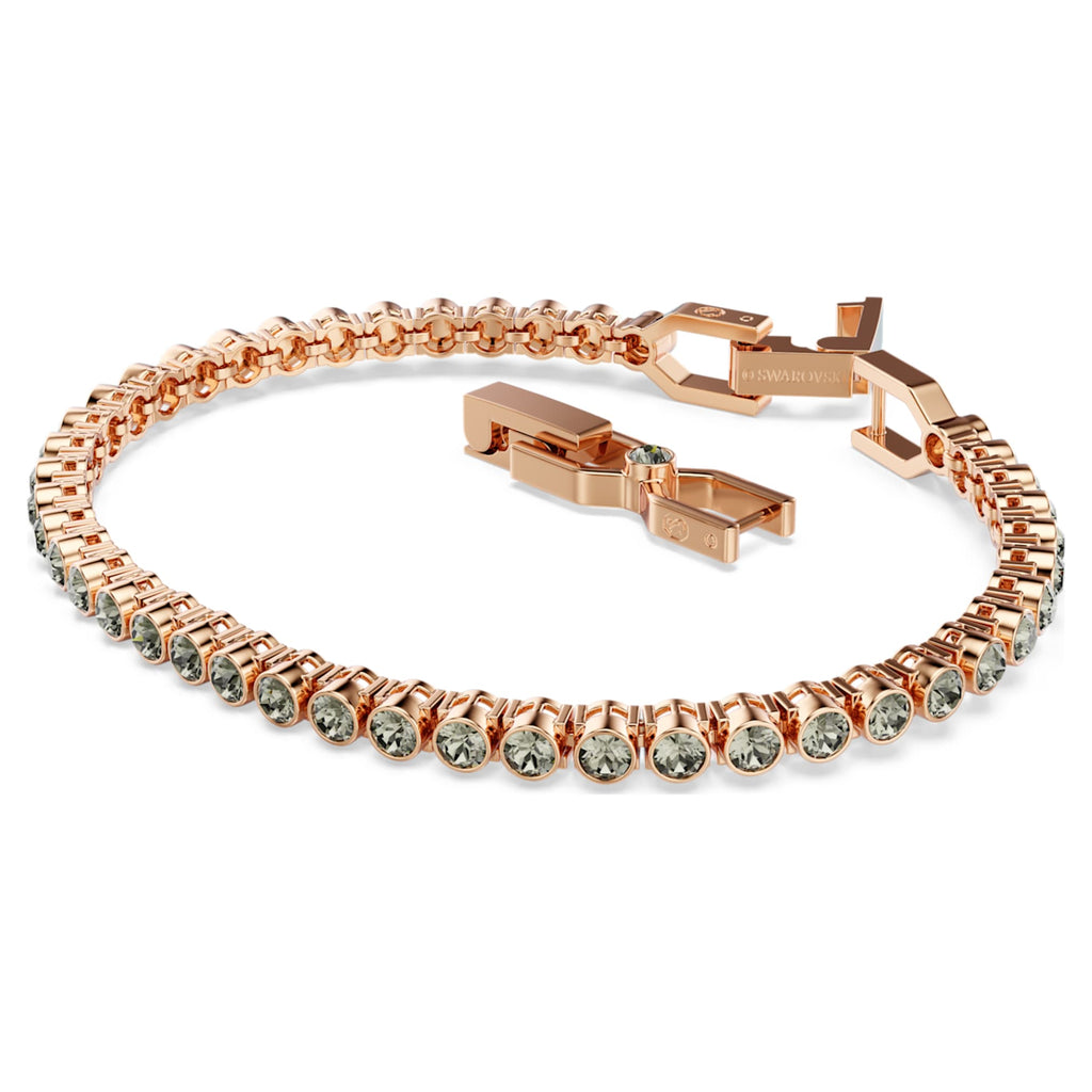 Swarovski Imber Emily Tennis bracelet Round cut, Black, 18K rose gold finish