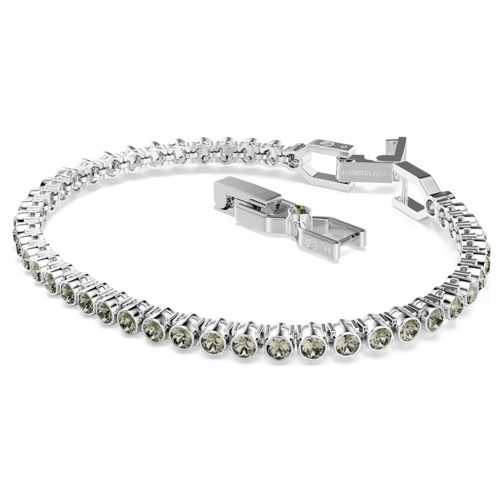 Swarovski Imber Emily Tennis bracelet Round cut, Black, Rhodium plated