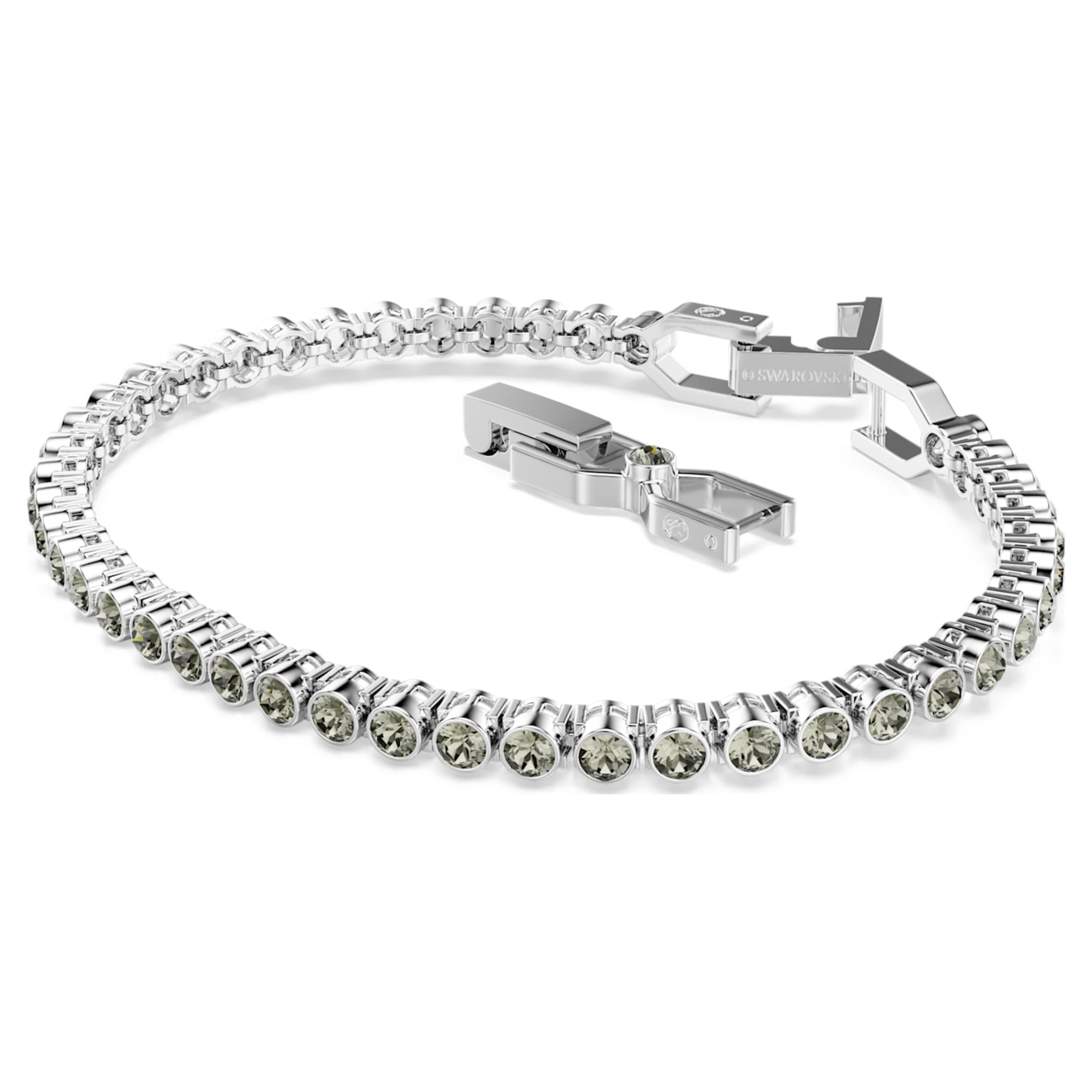 Swarovski Imber Emily Tennis bracelet Round cut, Black, Rhodium plated