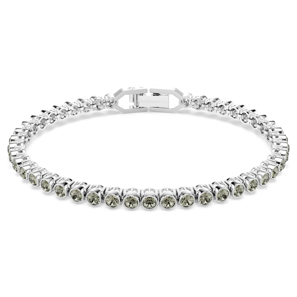 Swarovski Imber Emily Tennis bracelet Round cut, Black, Rhodium plated